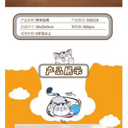 ZHEGAO DZ6118 6118 non  NHỮNG CHÚ MÈO DỄ THƯƠNG ĐANG CHUYỂN SANG MÀU XÁM bộ đồ chơi xếp lắp ráp ghép mô hình Creator CUTE CAT COMES Sáng Tạo 805 khối