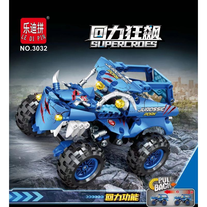 LEDIPIN 3032 non  ĐUA XE KÉO NGƯỢC TẢI QUÁI VẬT MÀU XANH TRỞ LẠI bộ đồ chơi xếp lắp ráp ghép mô hình  SUPERCROES Kỹ Thuật Công Nghệ Cao Mô Hình Phương Tiện 352 khối