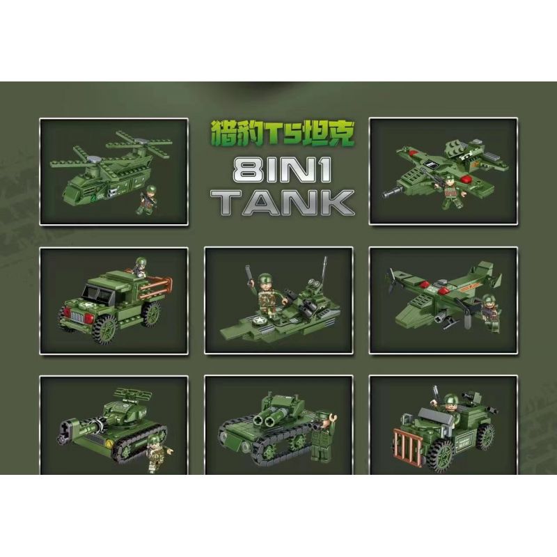 JIQILE 42044 non  XE TĂNG CHEETAH T5 8 TỔ HỢP bộ đồ chơi xếp lắp ráp ghép mô hình Military Army Quân Sự Bộ Đội 982 khối