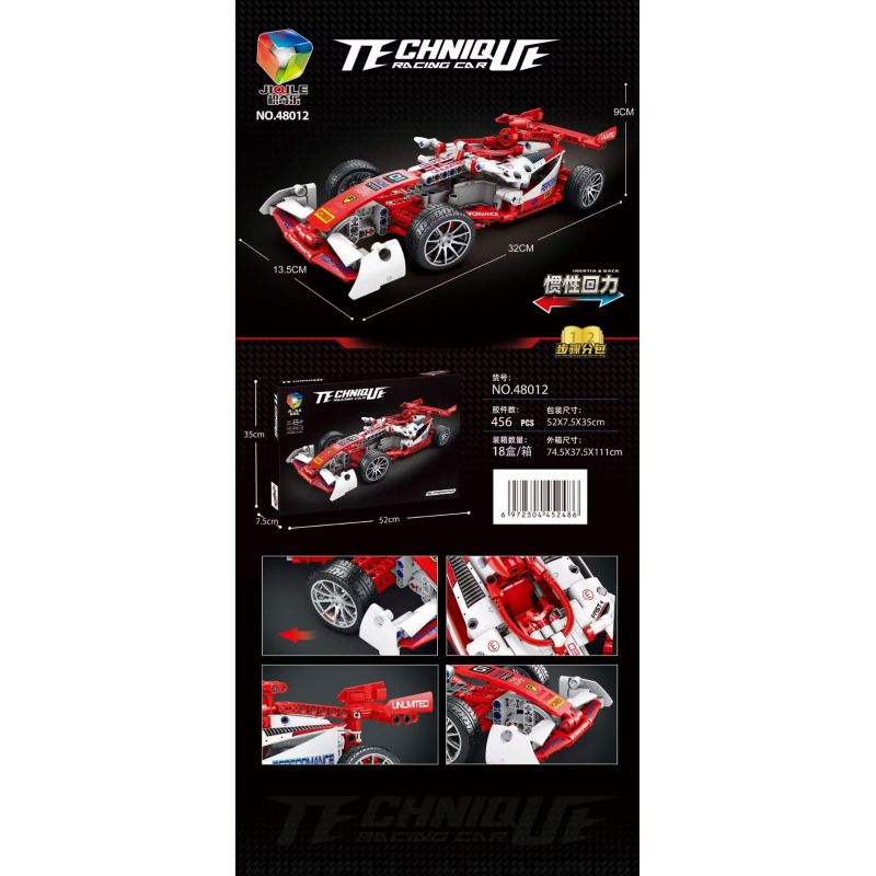 JIQILE 48012 non  XE ĐUA CÔNG THỨC F1 KÉO LÙI bộ đồ chơi xếp lắp ráp ghép mô hình  Kỹ Thuật Công Nghệ Cao Mô Hình Phương Tiện 456 khối