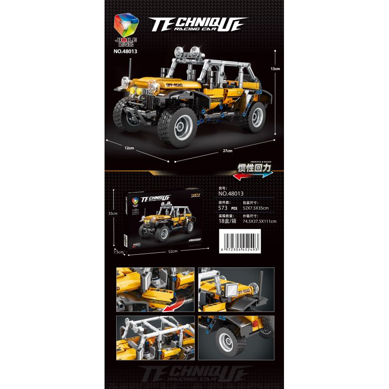 JIQILE 48013 non  XE KÉO LÙI WRANGLER bộ đồ chơi xếp lắp ráp ghép mô hình  Kỹ Thuật Công Nghệ Cao Mô Hình Phương Tiện 573 khối