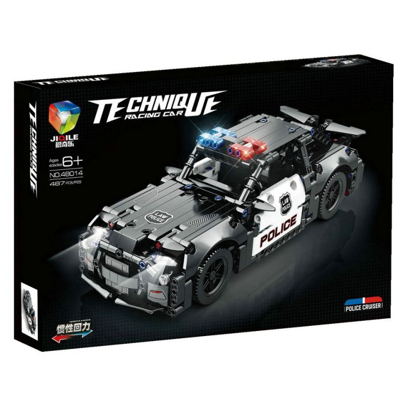 JIQILE 48014 non  XE CẢNH SÁT KÉO LẠI bộ đồ chơi xếp lắp ráp ghép mô hình  Kỹ Thuật Công Nghệ Cao Mô Hình Phương Tiện 487 khối