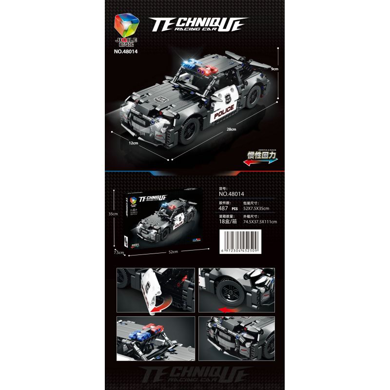 JIQILE 48014 non  XE CẢNH SÁT KÉO LẠI bộ đồ chơi xếp lắp ráp ghép mô hình  Kỹ Thuật Công Nghệ Cao Mô Hình Phương Tiện 487 khối