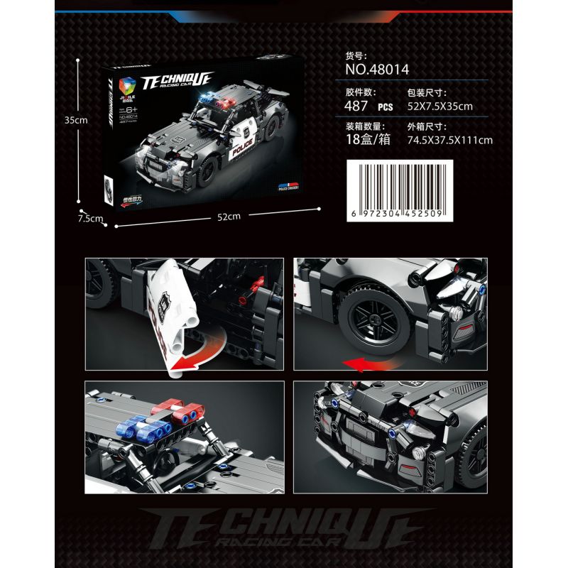 JIQILE 48014 non  XE CẢNH SÁT KÉO LẠI bộ đồ chơi xếp lắp ráp ghép mô hình  Kỹ Thuật Công Nghệ Cao Mô Hình Phương Tiện 487 khối