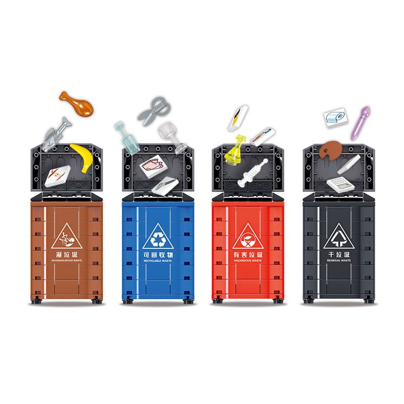 ZHEGAO QL1495 1495 non  HỘP PHÂN LOẠI RÁC bộ đồ chơi xếp lắp ráp ghép mô hình Board Games 305 khối