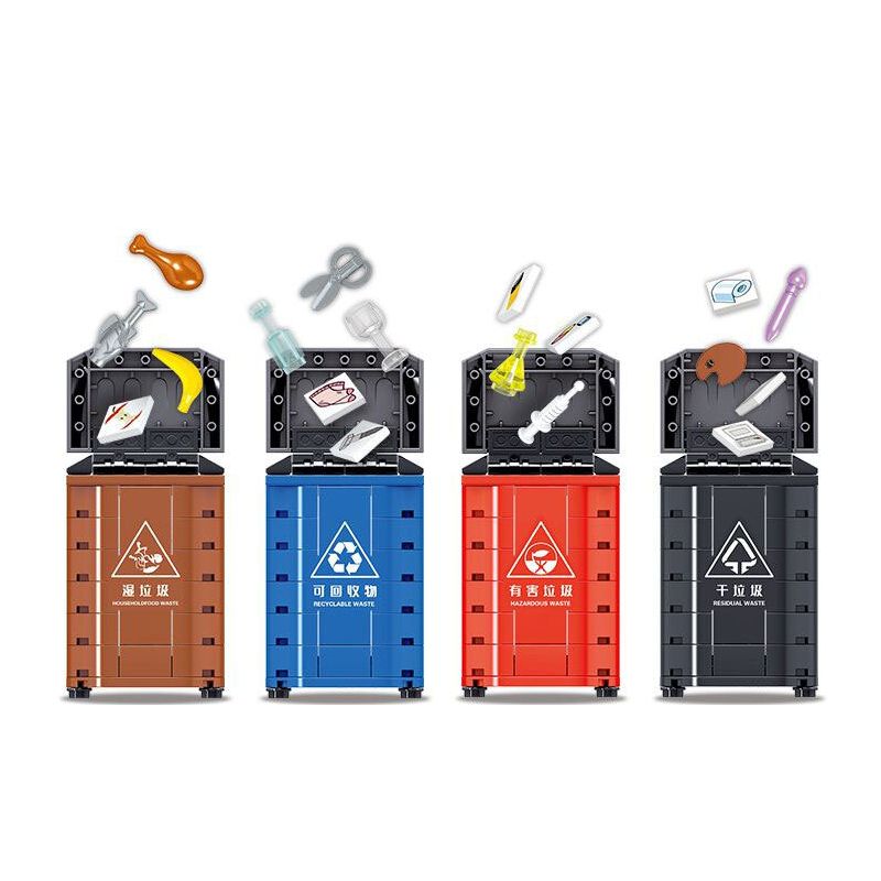 ZHEGAO QL1495 1495 non  HỘP PHÂN LOẠI RÁC bộ đồ chơi xếp lắp ráp ghép mô hình Board Games 305 khối