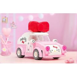 KEEPPLEY K20805 20805 non  XE SANRIO Ô TÔ MINI HELLO KITTY bộ đồ chơi xếp lắp ráp ghép mô hình