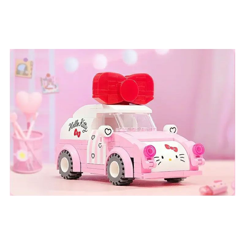 KEEPPLEY K20805 20805 non  XE SANRIO Ô TÔ MINI HELLO KITTY bộ đồ chơi xếp lắp ráp ghép mô hình