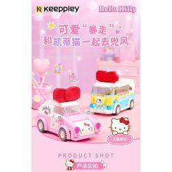 KEEPPLEY K20805 20805 non  XE SANRIO Ô TÔ MINI HELLO KITTY bộ đồ chơi xếp lắp ráp ghép mô hình