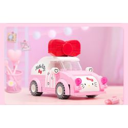 KEEPPLEY K20805 20805 non  XE SANRIO Ô TÔ MINI HELLO KITTY bộ đồ chơi xếp lắp ráp ghép mô hình