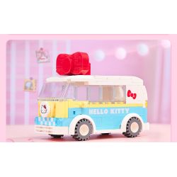 KEEPPLEY K20805 20805 non  XE SANRIO Ô TÔ MINI HELLO KITTY bộ đồ chơi xếp lắp ráp ghép mô hình