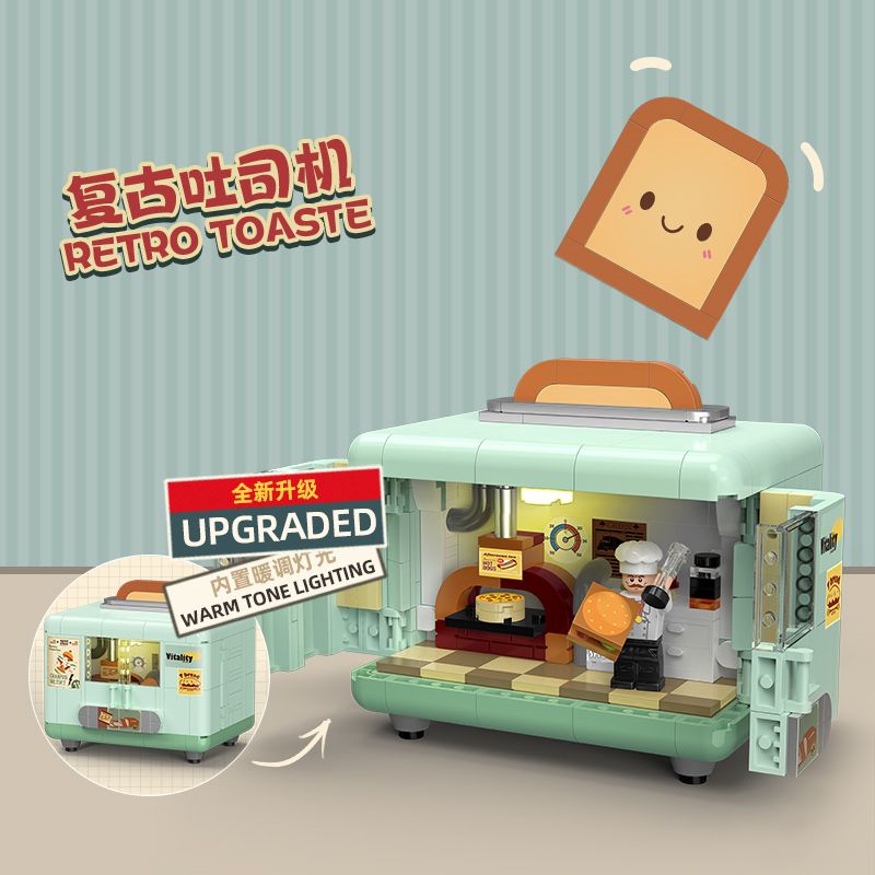 TOP TOY TC1902 1902 non  THIẾT BỊ CỔ ĐIỂN MÁY NƯỚNG BÁNH MÌ bộ đồ chơi xếp lắp ráp ghép mô hình RETRO TOASTE 400 khối