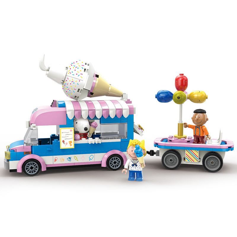 LINOOS LN8039 8039 non Lego RẠP XIẾC CỦA SNOOPY XE BÁN KEM bộ đồ chơi xếp lắp ráp ghép mô hình Movie & Game Phim Và Trò Chơi 340 khối