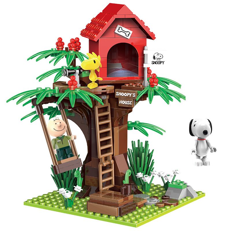 LINOOS LN8028 8028 non Lego SNOOPY NHÀ TRÊN CÂY bộ đồ chơi xếp lắp ráp ghép mô hình Movie & Game Phim Và Trò Chơi 273 khối