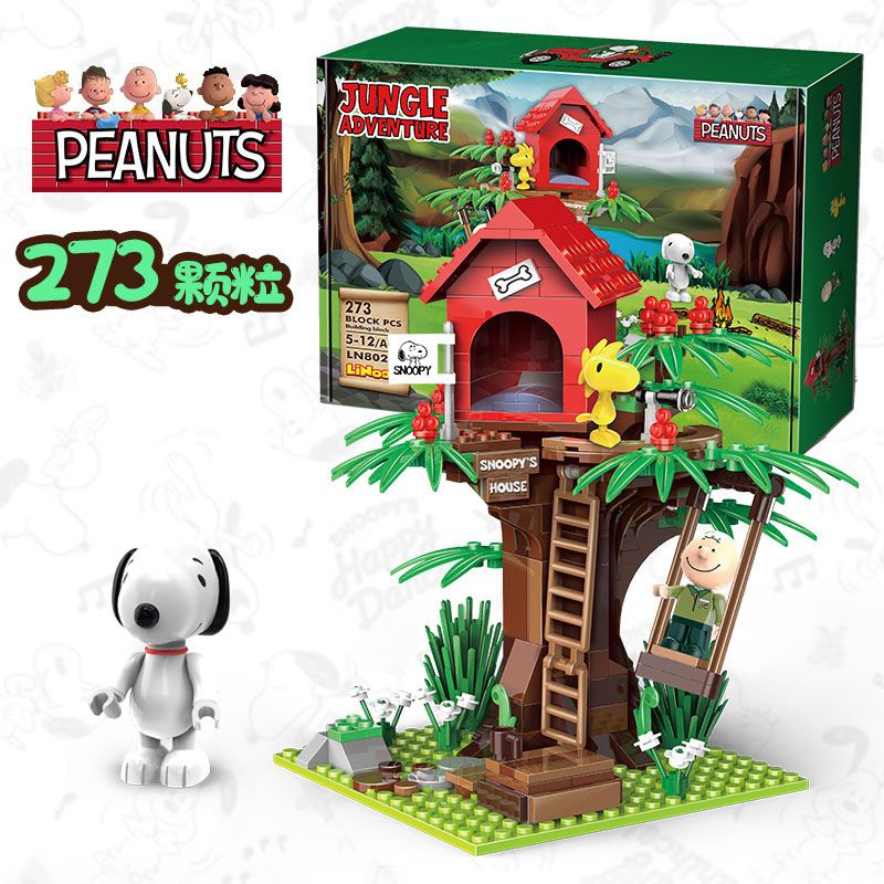 LINOOS LN8028 8028 non  SNOOPY NHÀ TRÊN CÂY bộ đồ chơi xếp lắp ráp ghép mô hình Movie & Game Phim Và Trò Chơi 273 khối