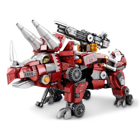 REOBRIX 33003 non  KHỦNG LONG CƠ KHÍ BA BIẾN HÌNH TRICERATOPS XE TĂNG BỌC THÉP MECHA bộ đồ chơi xếp lắp ráp ghép mô hình Creator MECHA DINO MECHA TRICERATOPS Sáng Tạo 930 khối