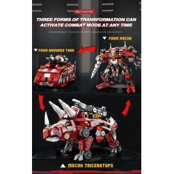 REOBRIX 33003 non  KHỦNG LONG CƠ KHÍ BA BIẾN HÌNH TRICERATOPS XE TĂNG BỌC THÉP MECHA bộ đồ chơi xếp lắp ráp ghép mô hình Creator MECHA DINO MECHA TRICERATOPS Sáng Tạo 930 khối