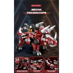 REOBRIX 33003 non  KHỦNG LONG CƠ KHÍ BA BIẾN HÌNH TRICERATOPS XE TĂNG BỌC THÉP MECHA bộ đồ chơi xếp lắp ráp ghép mô hình Creator MECHA DINO MECHA TRICERATOPS Sáng Tạo 930 khối