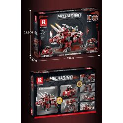 REOBRIX 33003 non  KHỦNG LONG CƠ KHÍ BA BIẾN HÌNH TRICERATOPS XE TĂNG BỌC THÉP MECHA bộ đồ chơi xếp lắp ráp ghép mô hình Creator MECHA DINO MECHA TRICERATOPS Sáng Tạo 930 khối