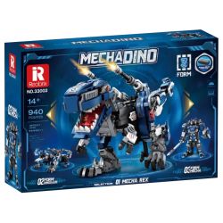 REOBRIX 33002 non  BA LOÀI KHỦNG LONG CƠ KHÍ BIẾN HÌNH TYRANNOSAURUS REX DINOSAUR MECHA bộ đồ chơi xếp lắp ráp ghép mô hình Creator MECHA DINO MECHA REX Sáng Tạo 940 khối