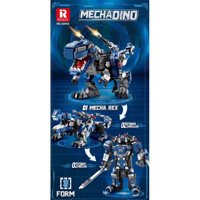 REOBRIX 33002 non Lego BA LOÀI KHỦNG LONG CƠ KHÍ BIẾN HÌNH ...