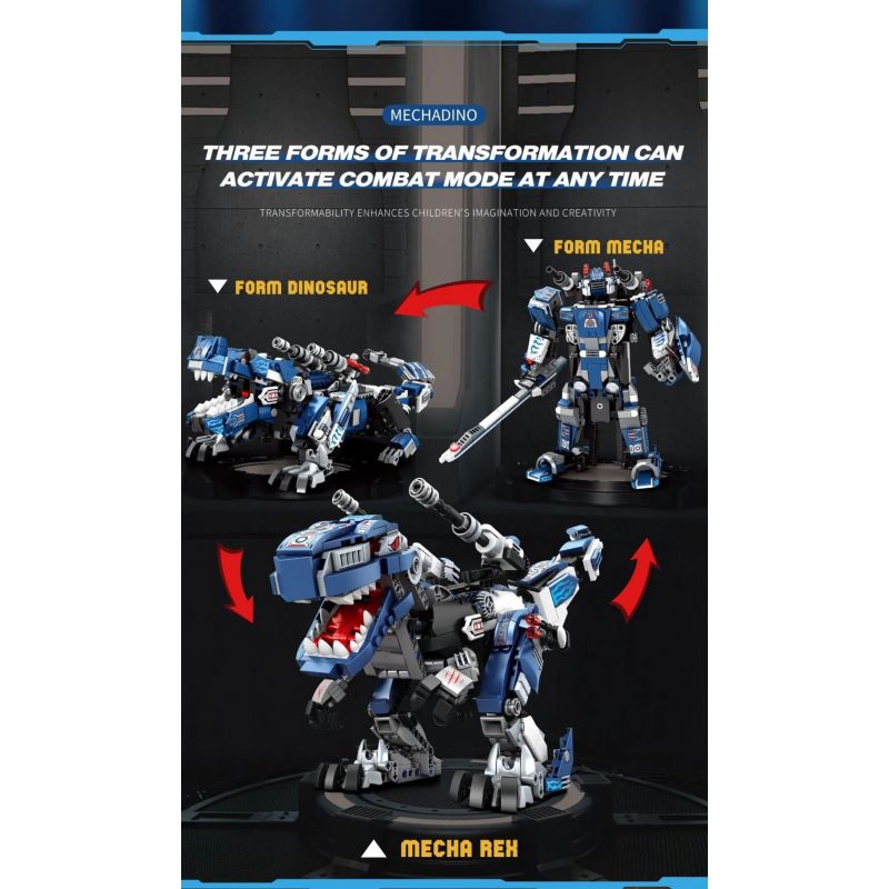 REOBRIX 33002 non  BA LOÀI KHỦNG LONG CƠ KHÍ BIẾN HÌNH TYRANNOSAURUS REX DINOSAUR MECHA bộ đồ chơi xếp lắp ráp ghép mô hình Creator MECHA DINO MECHA REX Sáng Tạo 940 khối