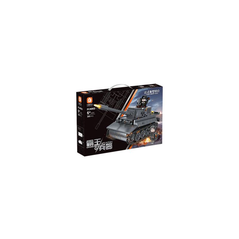 FORANGE FC4003 4003 non  VŨ KHÍ OVERLORD XE TĂNG HẠNG NẶNG TIGER bộ đồ chơi xếp lắp ráp ghép mô hình Military Army TIGER HEAVY TANK Quân Sự Bộ Đội 385 khối