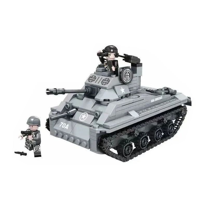 FORANGE FC4005 4005 non Lego VŨ KHÍ OVERLORD XE TĂNG CHIẾN ĐẤU CHỦ LỰC M4A3 bộ đồ chơi xếp lắp ráp ghép mô hình Military Army M4A3 MAIN BATTLE TANK Quân Sự Bộ Đội 350 khối