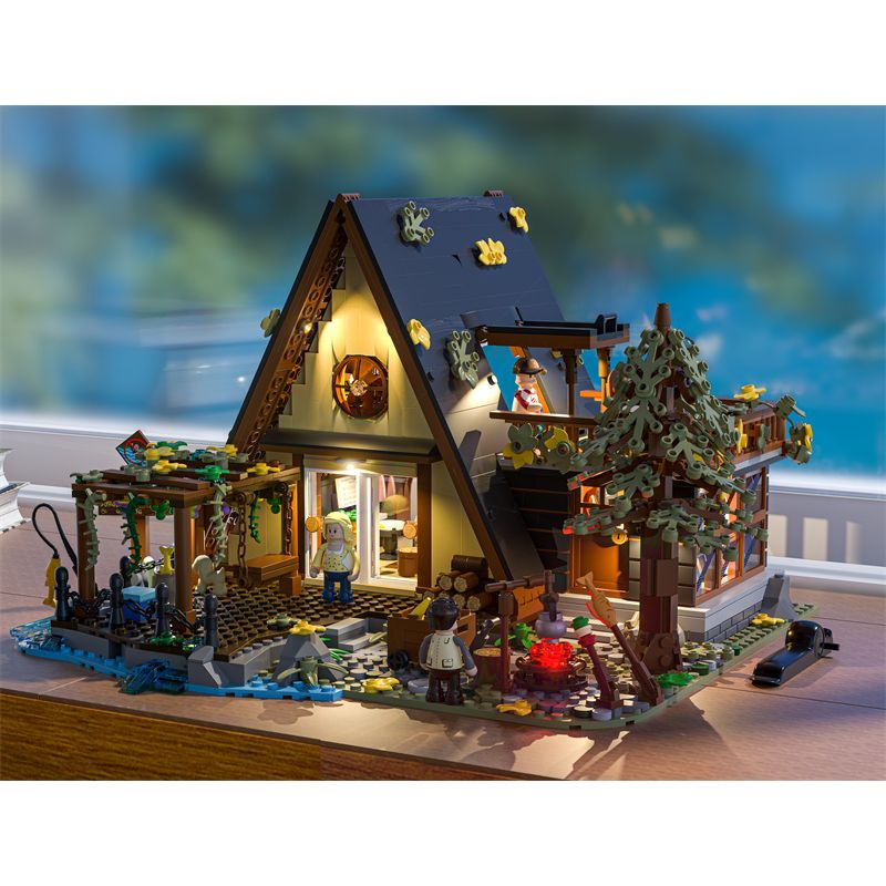 FUNWHOLE F9013 9013 non  CABIN KHUNG CHỮ bộ đồ chơi xếp lắp ráp ghép mô hình Creator A FRAME CABING Sáng Tạo 2061 khối