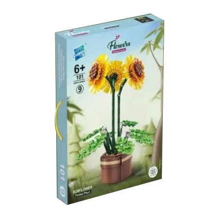 ZUANMA 101-9 non  HOA HƯỚNG DƯƠNG bộ đồ chơi xếp lắp ráp ghép mô hình Creator SUNFLOWER Sáng Tạo 886 khối