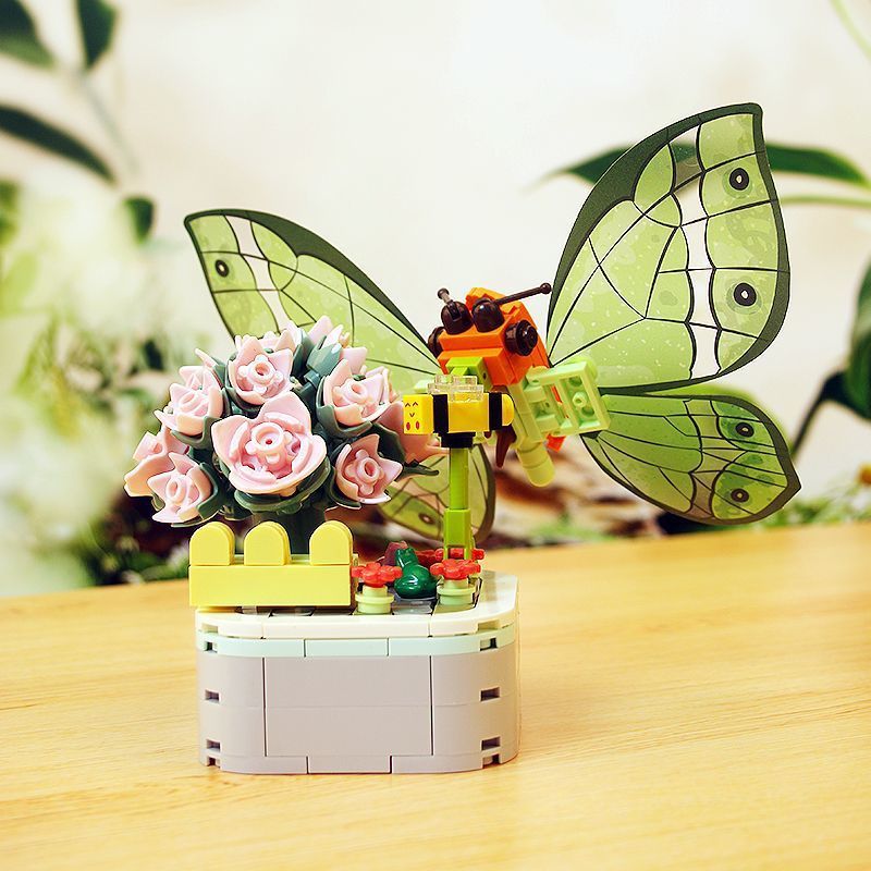 ZUANMA 103-F8 non  CHẬU CÂY BƯỚM bộ đồ chơi xếp lắp ráp ghép mô hình Creator Sáng Tạo 226 khối