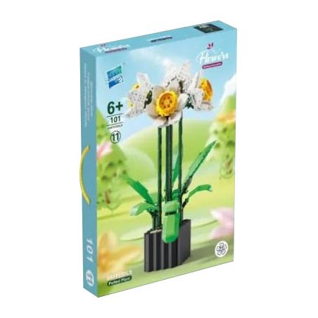 ZUANMA 101-11 non  HOA THỦY TIÊN bộ đồ chơi xếp lắp ráp ghép mô hình Creator DAFFODILS Sáng Tạo 838 khối