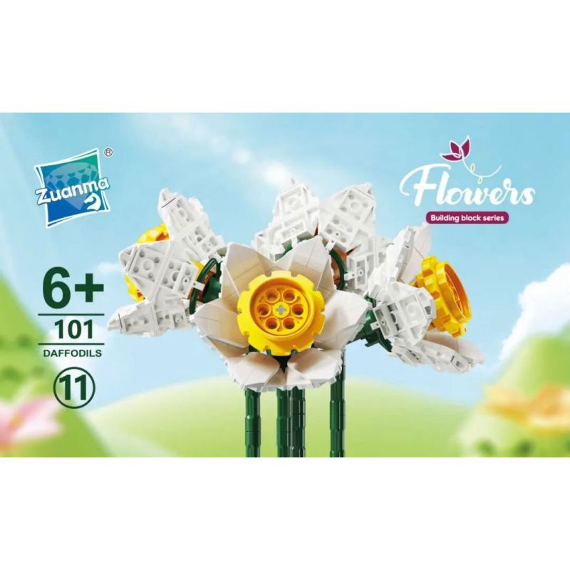 ZUANMA 101-11 non  HOA THỦY TIÊN bộ đồ chơi xếp lắp ráp ghép mô hình Creator DAFFODILS Sáng Tạo 838 khối