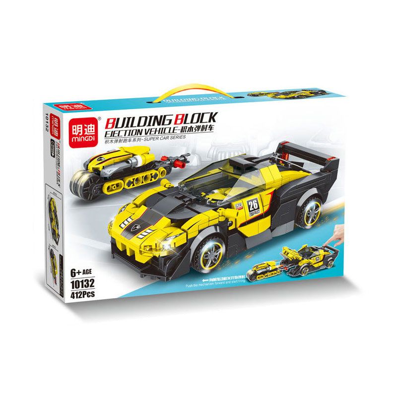 MINGDI LEIBAO 10132 non  XE PHÓNG MÀU VÀNG bộ đồ chơi xếp lắp ráp ghép mô hình Racers Đua Tốc Độ 412 khối