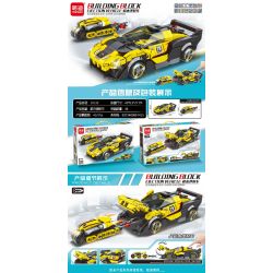 MINGDI LEIBAO 10132 non  XE PHÓNG MÀU VÀNG bộ đồ chơi xếp lắp ráp ghép mô hình Racers Đua Tốc Độ 412 khối