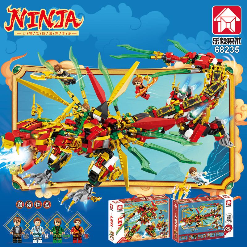 LE YI 68235 non  ÁO GIÁP LỬA ĐỎ NGỌN RỒNG bộ đồ chơi xếp lắp ráp ghép mô hình NINJA 1868 khối