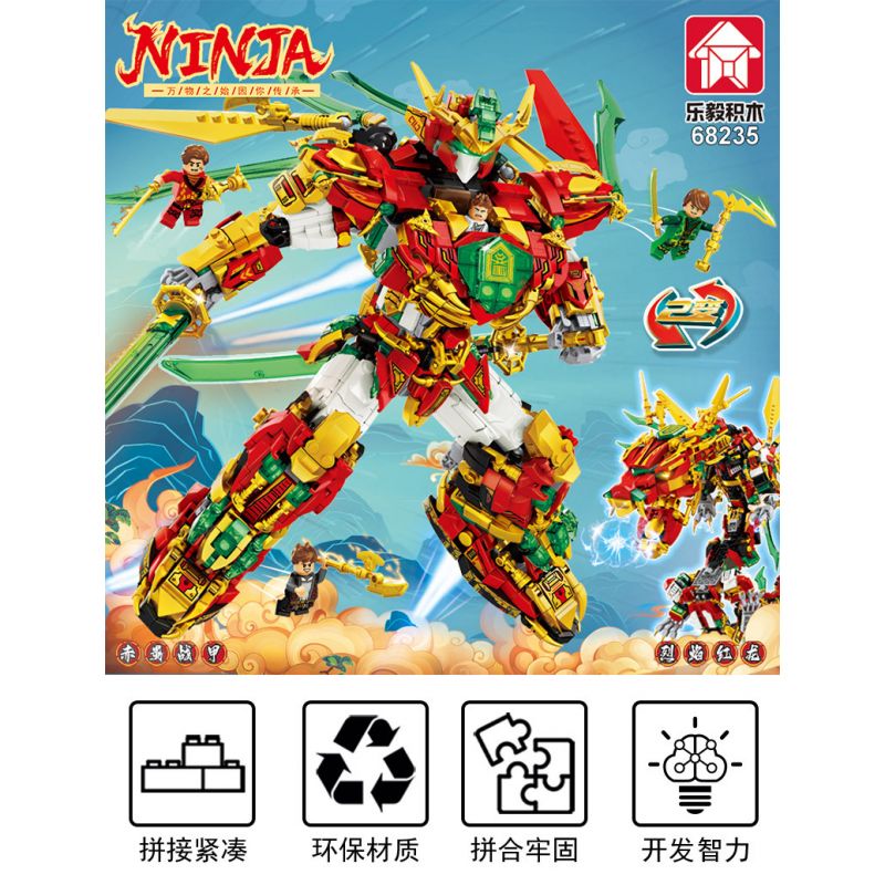 LE YI 68235 non  ÁO GIÁP LỬA ĐỎ NGỌN RỒNG bộ đồ chơi xếp lắp ráp ghép mô hình NINJA 1868 khối