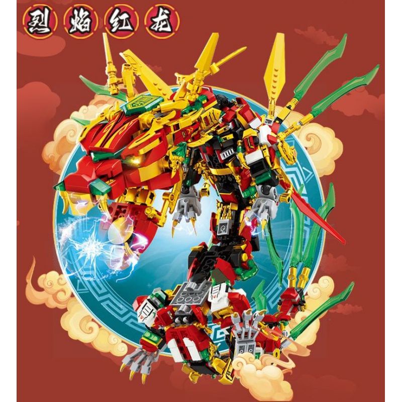 LE YI 68235 non  ÁO GIÁP LỬA ĐỎ NGỌN RỒNG bộ đồ chơi xếp lắp ráp ghép mô hình NINJA 1868 khối