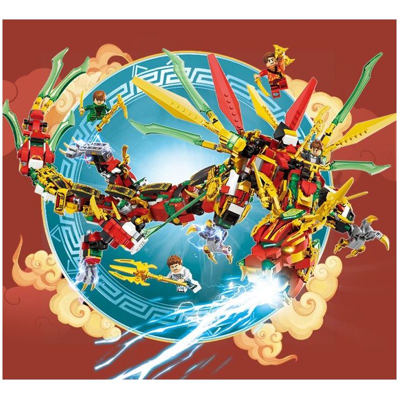 LE YI 68235 non  ÁO GIÁP LỬA ĐỎ NGỌN RỒNG bộ đồ chơi xếp lắp ráp ghép mô hình NINJA 1868 khối