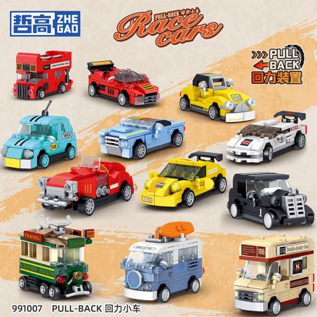 ZHEGAO 991007 non  XE KÉO RETRO 12 BUÝT KIỂU HỒNG KÔNG ĐIỆN THAM QUAN HAI TẦNG CẮM TRẠI MÙA HÈ ĐUA F1 MÀU VÀNG CHẠY ĐỎ NGẦU BEETLES THỂ THAO DANIEL BIG OFF -XE ĐƯỜNG BỘ CỔ ĐIỂN bộ đồ chơi xếp lắp ráp ghép mô hình Racers Đua Tốc Độ