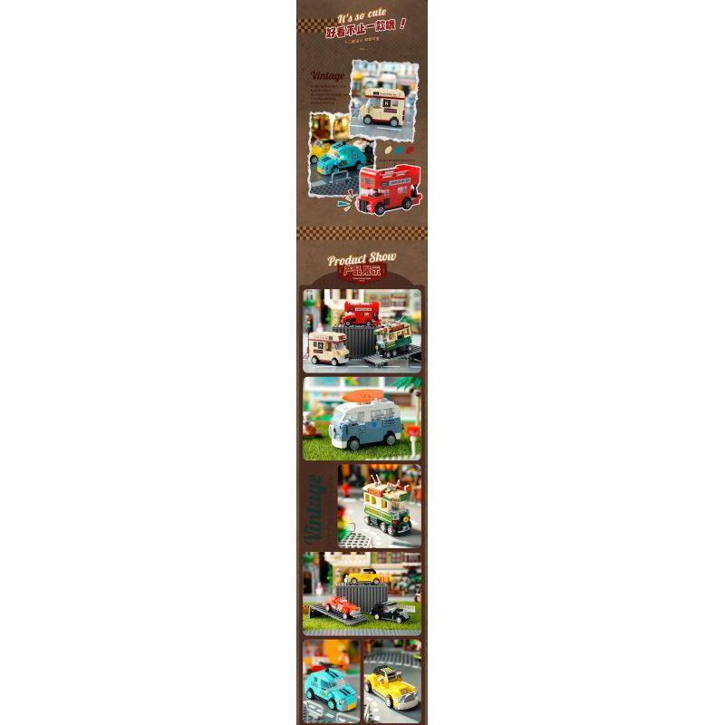 ZHEGAO 991007 non  XE KÉO RETRO 12 BUÝT KIỂU HỒNG KÔNG ĐIỆN THAM QUAN HAI TẦNG CẮM TRẠI MÙA HÈ ĐUA F1 MÀU VÀNG CHẠY ĐỎ NGẦU BEETLES THỂ THAO DANIEL BIG OFF -XE ĐƯỜNG BỘ CỔ ĐIỂN bộ đồ chơi xếp lắp ráp ghép mô hình Racers Đua Tốc Độ