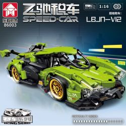 LE YI 86003 non  XE MUI TRẦN LAMBORGHINI V12 VISION GT tỷ lệ 1:16 bộ đồ chơi xếp lắp ráp ghép mô hình Creator Sáng Tạo 668 khối