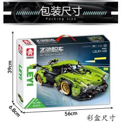 LE YI 86003 non  XE MUI TRẦN LAMBORGHINI V12 VISION GT tỷ lệ 1:16 bộ đồ chơi xếp lắp ráp ghép mô hình Creator Sáng Tạo 668 khối
