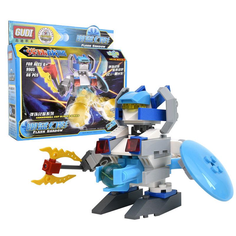 GUDI 9905 non  PINBALL MEN BÓNG MA XANH bộ đồ chơi xếp lắp ráp ghép mô hình 66 khối