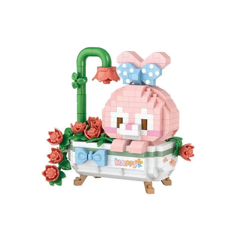LOZ 8806 non  LIÊN MINH THÚ CƯNG DỄ THƯƠNG THỎ TẮM HOA bộ đồ chơi xếp lắp ráp ghép mô hình CUTE PET ALLIANCE