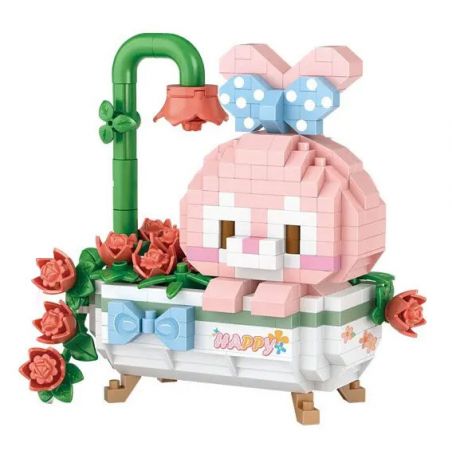 LOZ 8806 non  LIÊN MINH THÚ CƯNG DỄ THƯƠNG THỎ TẮM HOA bộ đồ chơi xếp lắp ráp ghép mô hình CUTE PET ALLIANCE
