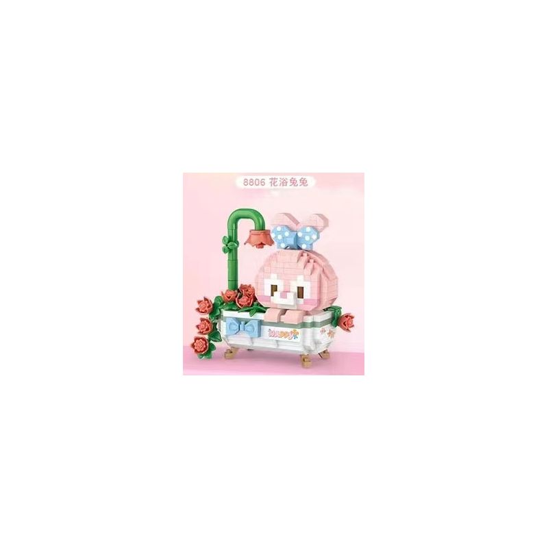 LOZ 8806 non  LIÊN MINH THÚ CƯNG DỄ THƯƠNG THỎ TẮM HOA bộ đồ chơi xếp lắp ráp ghép mô hình CUTE PET ALLIANCE