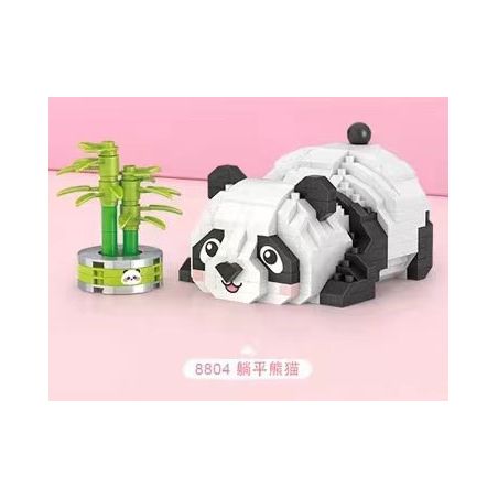 LOZ 8804 non  LIÊN MINH THÚ CƯNG DỄ THƯƠNG GẤU TRÚC NẰM XUỐNG bộ đồ chơi xếp lắp ráp ghép mô hình CUTE PET ALLIANCE