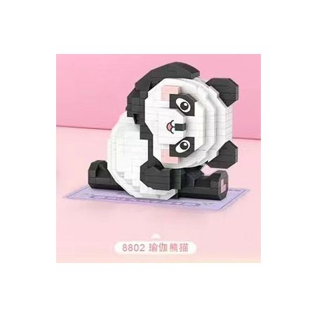 LOZ 8802 non  LIÊN MINH THÚ CƯNG DỄ THƯƠNG GẤU TRÚC YOGA bộ đồ chơi xếp lắp ráp ghép mô hình CUTE PET ALLIANCE