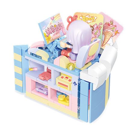 SEMBO 615035 non  HÀNH TINH KẸO CÂU LẠC BỘ THỂ THAO ĐIỆN TỬ BLUEBERRY TARO NGÔI NHÀ BÁNH ẤM bộ đồ chơi xếp lắp ráp ghép mô hình 248 khối